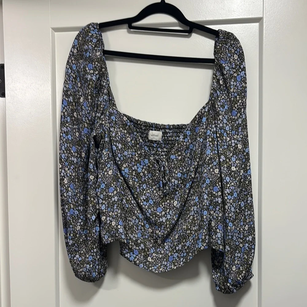 Wilfred Floral Novella Top with Blue Accents Size 2XL Aritzia - Picture 2 of 5